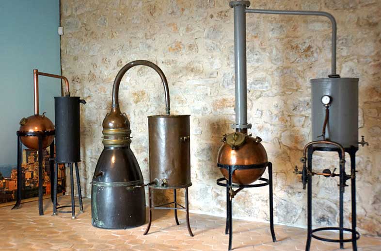 Essential oil distillers on display