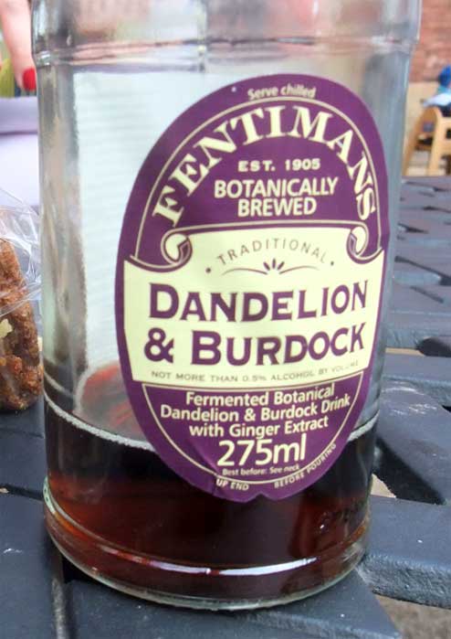 Dandelion and Burdock brew in bottle